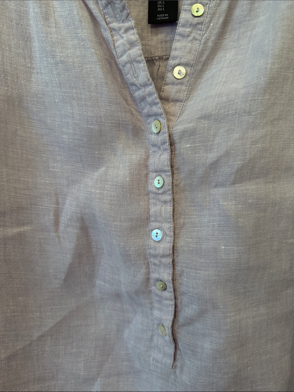 Tahari Lilac Sleeveless 100% Linen Button-Front Top - Picture 3 of 4